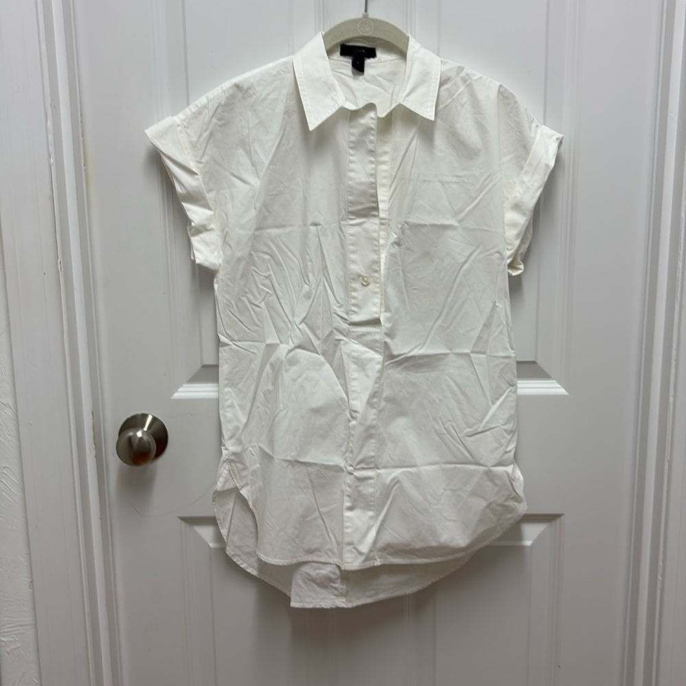 J.Crew White Cotton Short Sleeve Pullover‎